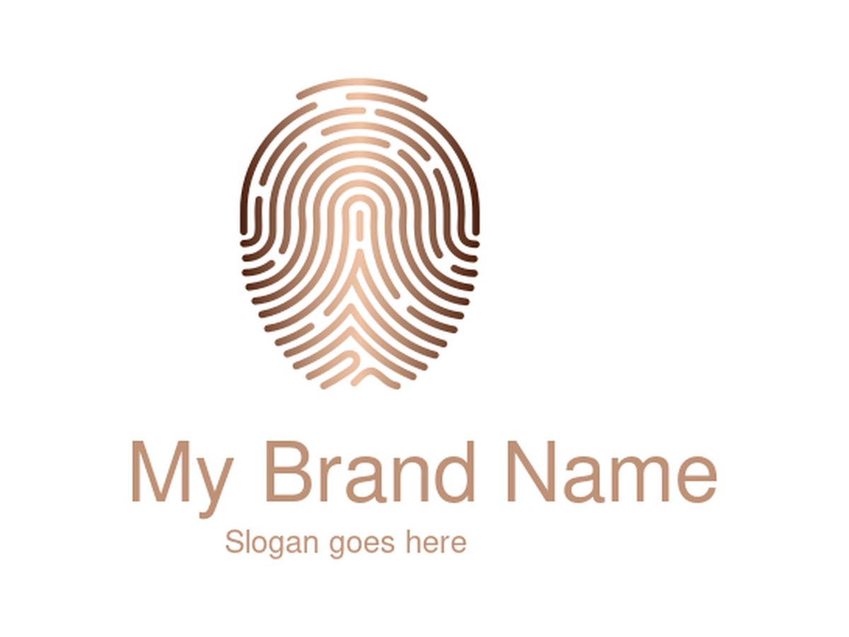 Copper-Toned Fingerprint Logo Design for Secure Tech and Identity Verification Brands
